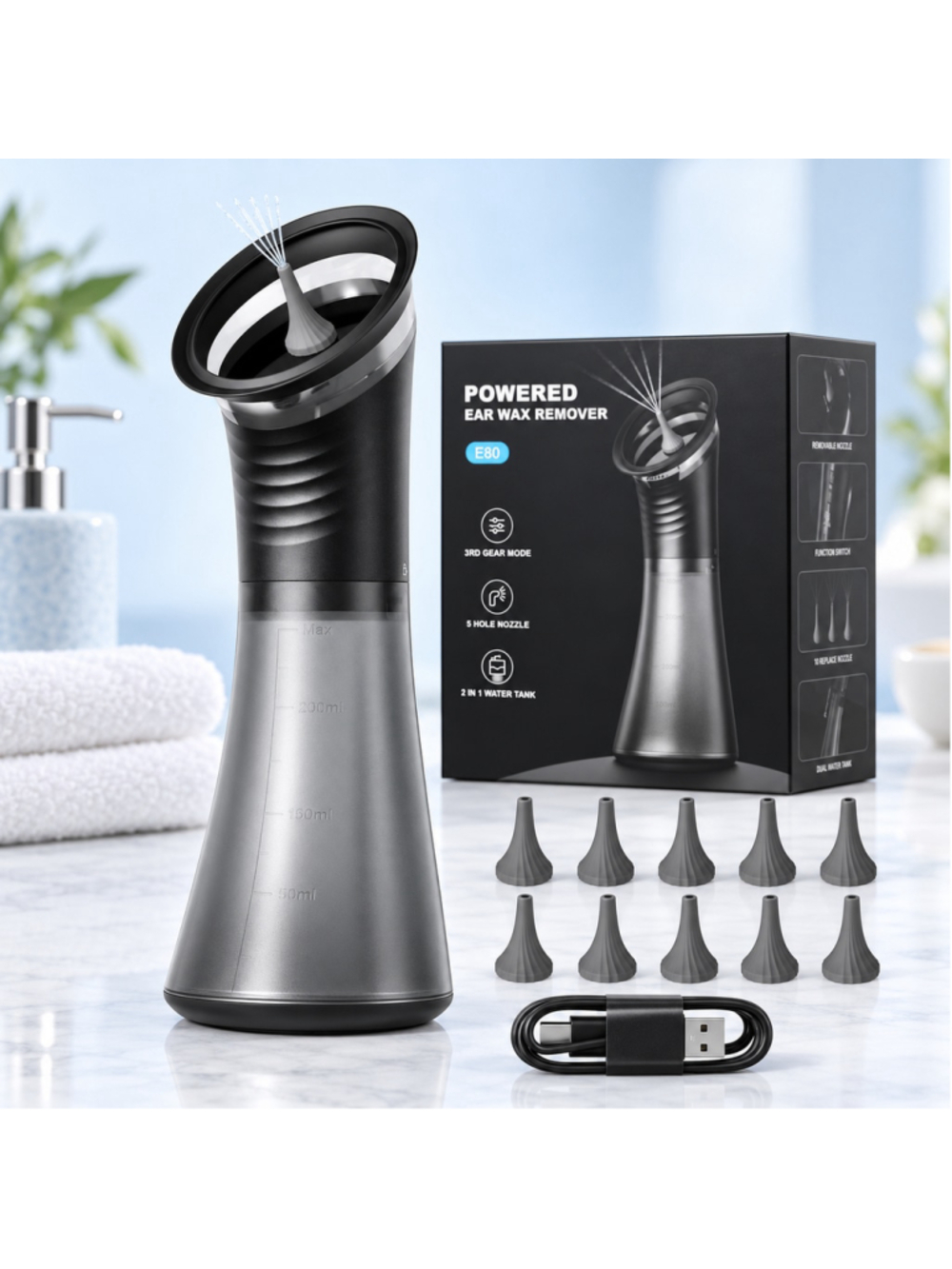 E80 Powered Ear Wax Remover Cleaning Kit